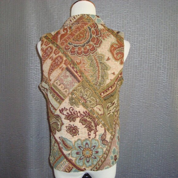 Coldwater Creek Tapestry Vest Button Front Size S - Picture 3 of 5